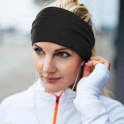 generic Athletic Headband, Wide Elastic Sports Head Band, Black, Moisture Wicking image 4