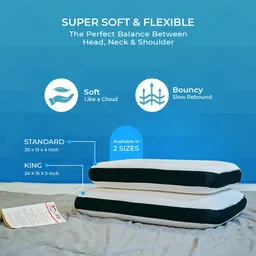 carefoam Orthopedic Memory Foam Pillow for Comfortable Sleep, Neck & Shoulder Pain Relief with Removable Zipper White Jacquard Cover 24 x 15 x 5 Inch Pack of 1 image 3