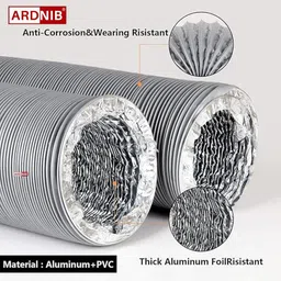 Ardnib 6" 32 FT PVC Flexible Duct/Insulated Duct/Chimney Duc/Aluminum Duct/Cowl with mesh/Inline duct ventilation system accessories (6 Inch) image 3