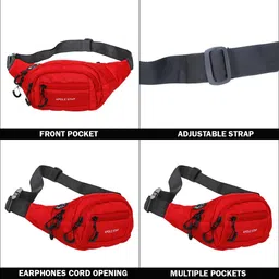 apole star Apolestar Red Waist Pack - Travel/Passport Holder with Adjustable Strap - Water Resistant - One Size - 3 Pockets image 4