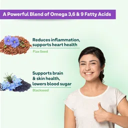 OZiva Plant Based Omega 3 6 9 Multivitamin Supplement for Men & Women (1000 mg Vegan Omega Oil Concentrate with Flaxseed & Blackseed Oil) Fatty Acids (Omega 3 6 9, 60 Capsules) image 4