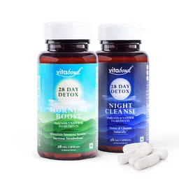 Vitabowl 28 Day Detox Capsules | Plant Based Liver, Kidney & Body Detox | Natural Blend with Green Tea, Dandelion & Herbs for Digestive Health & Stress Relief | 56 Veg Capsules image 1