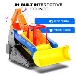 Mirana Bump & Go Construction Toy for Kids - Playful & Colorful Bulldozer, Excavator & Crane Vehicle for Toddlers - Friction Powered Wheels - Collect All 3 - for Boys & Girls 2+ 3+ 4+ 5+ Years (Rio) image 3