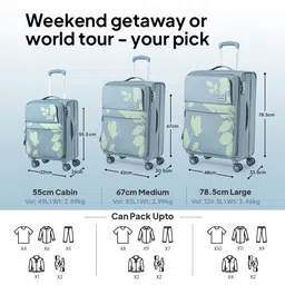 american tourister AMT Bloom Soft Side Luggage with TSA Lock, Complete Lining, Telescopic Trolly hande and 8 Smooth Gliding Wheels and Wet Pocket and Vanity Pouch image 5