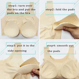 prettywell Bra Pads Inserts, 2 Pairs Latex Bras Inserts for Sports Bras, Bra Cups Inserts for Bikini Tops, Beige, L. image 5