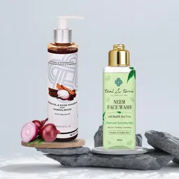 teal & terra Teal and Terra Face & Haircare Delight Combo: Natural Anti-Pimple Neem Face Wash (100ml), Onion Oil & Rose Shampoo with Sandalwood | Anti-Dandruff & Hair Growth Formula (200ml) image 1