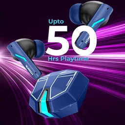 HOPPUP Xo6 Gaming Earbuds with 35MS Low Latency, RGB LED, 13MM Drivers & 50H Playtime Bluetooth (Cobalt Blue, True Wireless) image 4