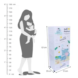 the tickle toe Plastic Chest of 7 Drawers for Kids | Multipurpose Organizer in Blue Theme with Elephant Print | Glossy Dresser with 2 Locks | L51xW33xH121 cm | White & Blue image 2