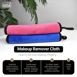 iota Microfiber Reusable Makeup Remover Cloth for Face, Eyes, Lips Replace 5000+ Makeup Wipes - 500 GSM, 20x30cm - Safe for All Skin Types (Pack Of 2) image 4