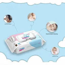 shrushty world Baby Wipes - 72 Pulls Each Par Pack | Soft & Gentle | Alcohol-Free | Hypoallergenic | For Sensitive Skin | Baby Care Essentials | Pack of 1 image 4