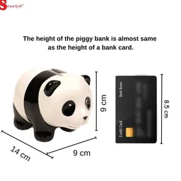 SATYAM KRAFT 1 Piece Panda Polyresin Piggy Bank, Kids Coin Box Gullak, Coin Holder Showpiece for Rupees Saving, Coin Storage Box for Girl,boy, Adults-Money Kilona ATM for Gifting (Black & White) image 2