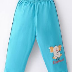 Tango Single Jersey Full Length Lounge Pant With Elephant Print - Blue-picture-21