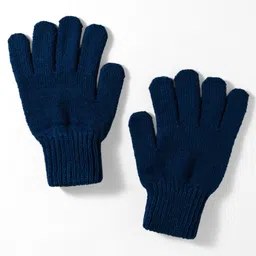 Model Knitted Solid Gloves - Navy Blue-picture-12