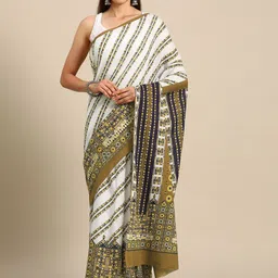 BUTA BUTI Striped Printed Pure Cotton Saree-image-25