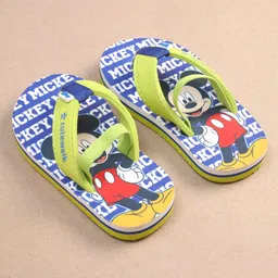 Cute Walk by Babyhug Disney Mickey Mouse Printed Flip Flops with Back Strap - Light Green image 2