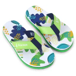 Pine Kids Slip On Flip Flops with Abstract Print - Yellow & Green image 3