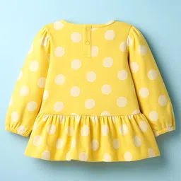 Babyhug Single Jersey Knit Full Sleeves Top and Leggings Set with Polka Dot & Floral Applique & Embroidery - Pink & Yellow image 3