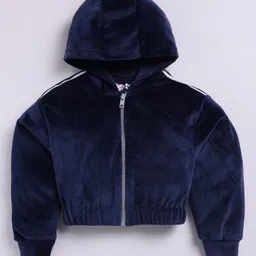 M'andy Velvet Knit Full Sleeves Solid Winter Jacket & Jogger Set - Blue image 4