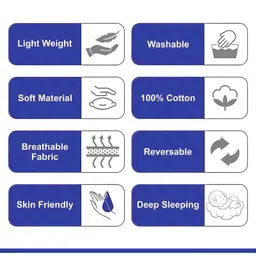 Babysparsh New Born Baby Ractangle Reversible Bedding Set with Luxury Pillow Blue  - White image 4