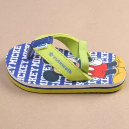 Cute Walk by Babyhug Disney Mickey Mouse Printed Flip Flops with Back Strap - Light Green image 4