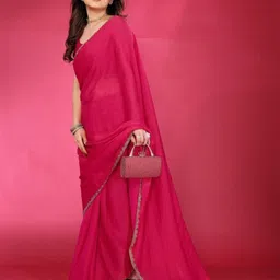 sanjana  silk SANJANA SILK Beads and Stones Pure Chiffon Saree image 3