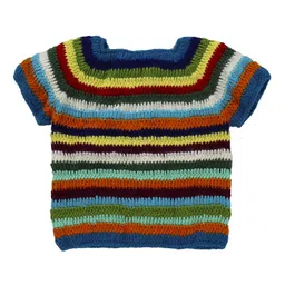 CHUTPUT Unisex Multicoloured Striped Wool Cardigan image 3