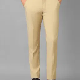 Luxure By Louis Philippe Khaki Slim Fit Trousers-picture-11