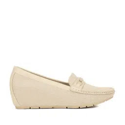 Bata Women's Beige Wedge Loafers-image-95