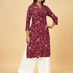 Rangmanch by Pantaloons Maroon Printed Straight Kurta-image-26
