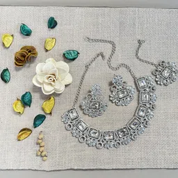 VATSALYA creation Alloy Gold- plated White Jewellery Set-picture-21