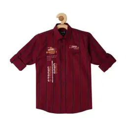 Cavio Kids Maroon Cotton Striped Full Sleeves Shirt-picture-38