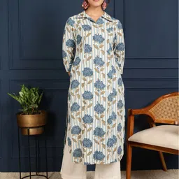 GULMOHAR JAIPUR Floral Printed Straight Kurta image 1