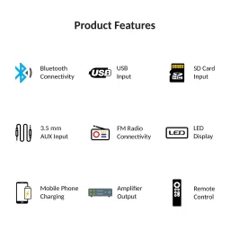 Dulcet Universal Fit Single Din Mp3 Fixed Panel Car Stereo Bluetooth, Auxiliary, Equalizer, FM, DC-A-4009 image 2