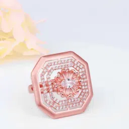 GIVA Love All Around 92.5 Sterling Silver Sunflower Octagon Adjustable Ring-image-3