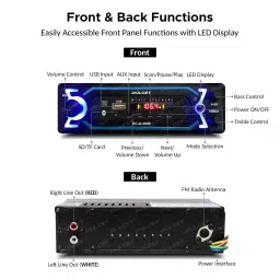 Dulcet Universal Fit Single Din Mp3 Fixed Panel Car Stereo Bluetooth, Auxiliary, Equalizer, FM, DC-A-4009 image 3