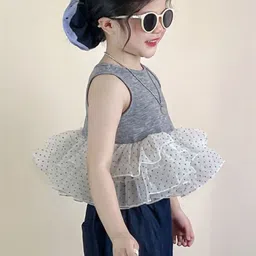 LULU & SKY Girls Polka Dot Sleeveless Ruffle Regular Top image 5