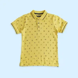 Pantaloons Junior Yellow Cotton Printed Polo T-Shirt-image-79