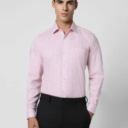 Van Heusen Pink Cotton Regular Fit Checks Shirt-picture-42
