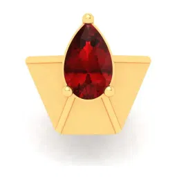 P.C. Chandra Jewellers 18k Gold Diya Shape Raindrop Shape Red Stone Nosepin-image-46