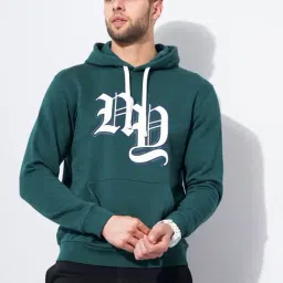 Celio Green Cotton Regular Fit Printed Hooded Sweatshirt-picture-33