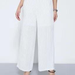 Annabelle By Pantaloons White Straight Fit Striped Trousers-picture-35