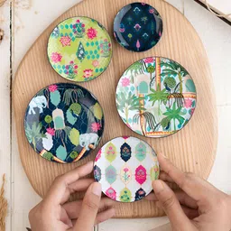 Ritualistic Green & Blue 5 Pieces Non-breakable Jaipur Haveli Printed Fridge Magnets-image-33