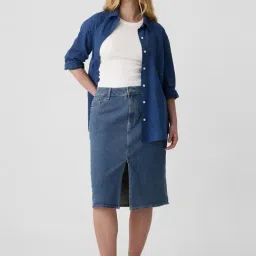 GAP Blue Cotton Solid Skirt-picture-25