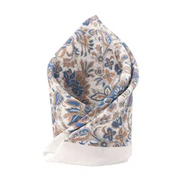 The Tie Hub Men Accessory Gift Set of Floral Pocket Square & Blue Accent Cufflinks image 2