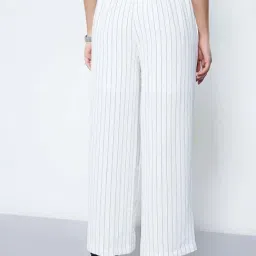 Annabelle By Pantaloons White Straight Fit Striped Trousers image 2
