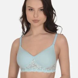 mod & shy Blue Cotton Lace Work Seamless Bra-picture-37