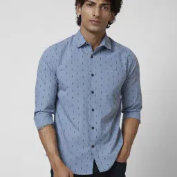 VASTRADO Grey Cotton Regular Fit Printed Shirt-image-25