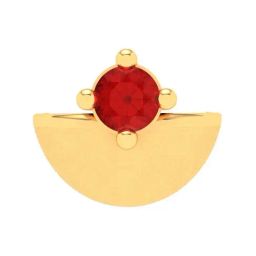 P.C. Chandra Jewellers 22k Gold Diya Shape Round Shape Red Stone Nosepin-picture-14