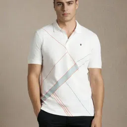 Louis Philippe White Cotton Slim Fit Printed Polo T-Shirt-picture-39