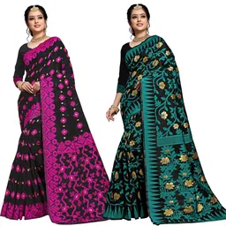 jayant creation Multicoloured Silk Cotton Jamdani Sarees-picture-23